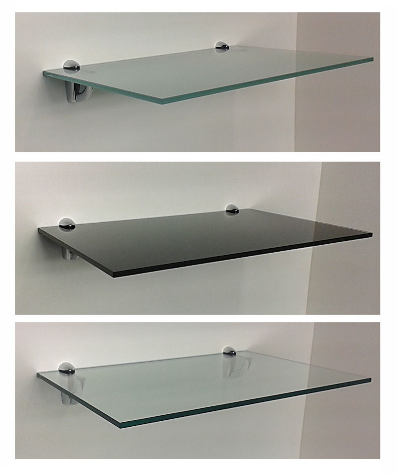 10 mm Glasregal Glas 60x40 cm mit Cliphalterung LUNA / 12